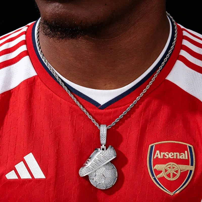 Foot Ball | 925 Sterling Silver Moissanite Football Soccer Ball Shoe Hip Hop Pendant