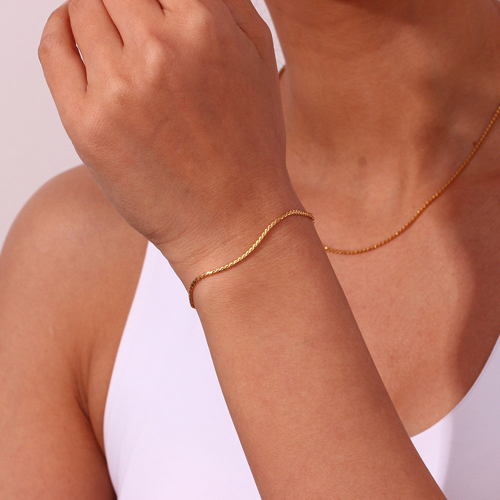 Ladies 18k Gold Silver Color Stainless Steel 1.8MM Snake Chain Necklace Waterproof