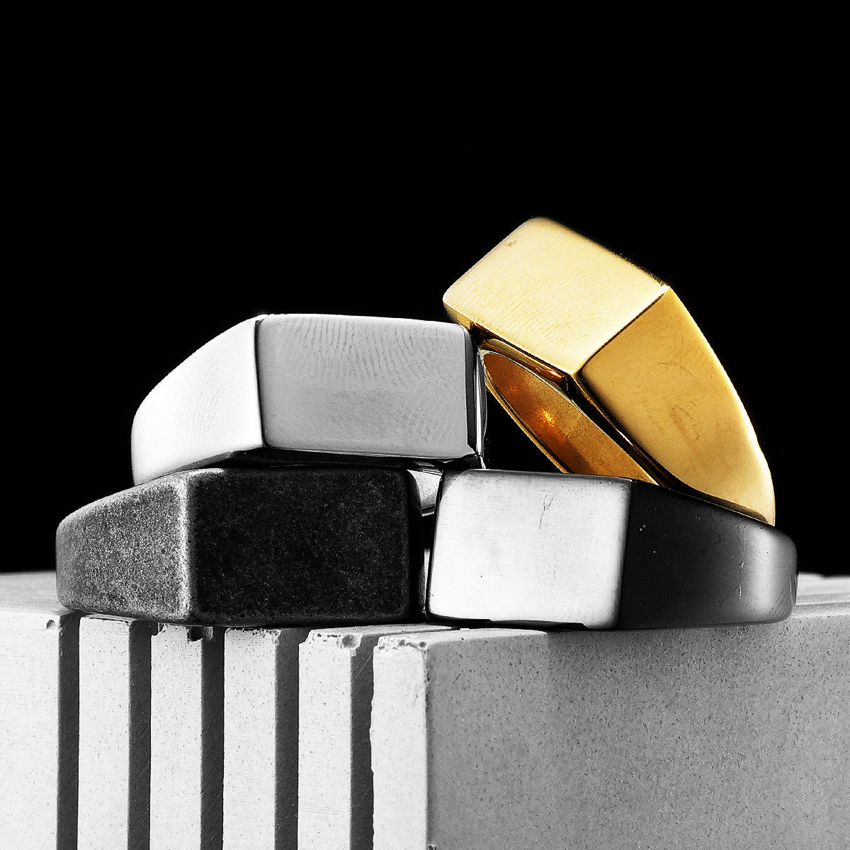 Minimalist Rectangle | 316L No Fade Stainless Steel Classic Man Street Wear Ring