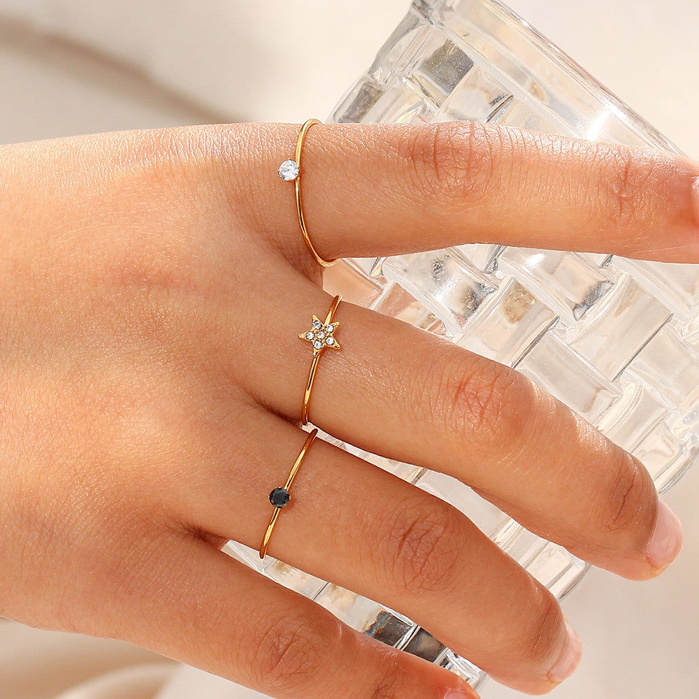 Women's Solid Stainless Steel Waterproof 18k Gold Fashion Rings