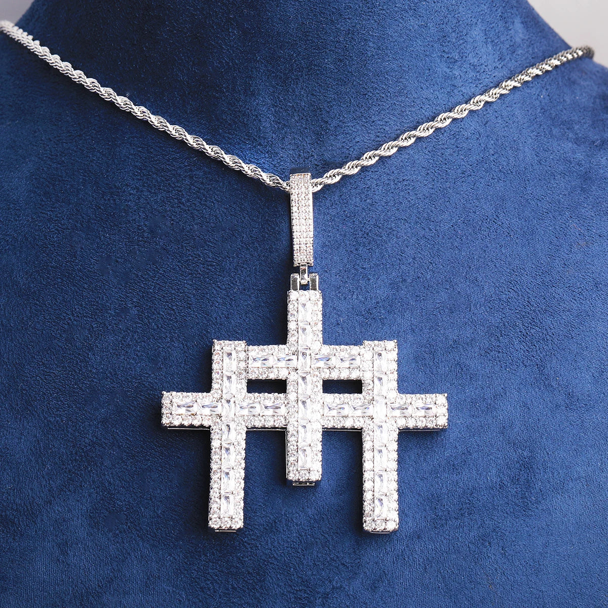 Holy Trinity ll | Flooded Ice VVS Diamond Iced Blinged Out Trinity Cross Pendant