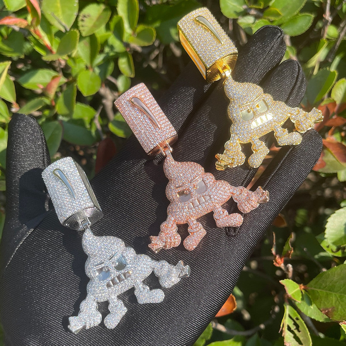 Mens 24k Gold 925 Silver Money Don&#39;t Mean Sh*t To Me Iced Blinged Out Pendants