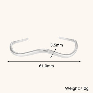 Women's 18k Gold Waterproof Wave Shape Solid Stainless Steel Cuff Bracelet