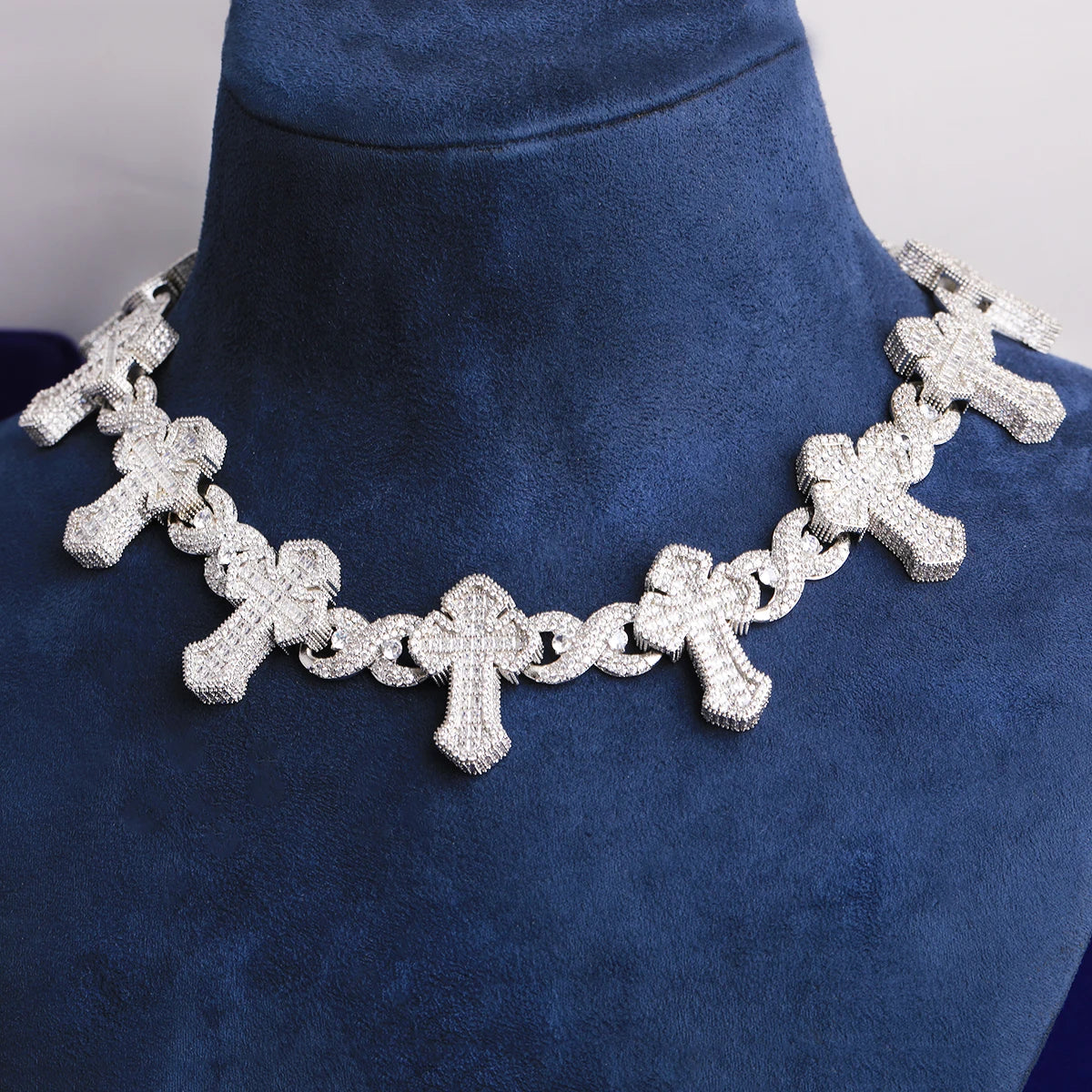 Infinity Passion Chain | VVS Diamond CZ 5AA+ Baguette Stone Cross Chain Necklace