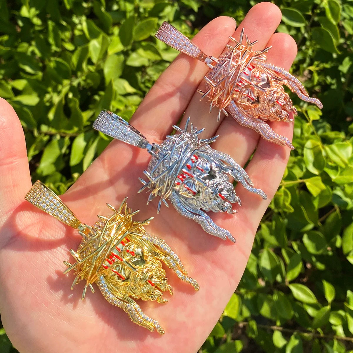 The Blood Of Jesus | VVS Diamond CZ Crown Of Thorns Jesus Piece Hip Hop Pendants