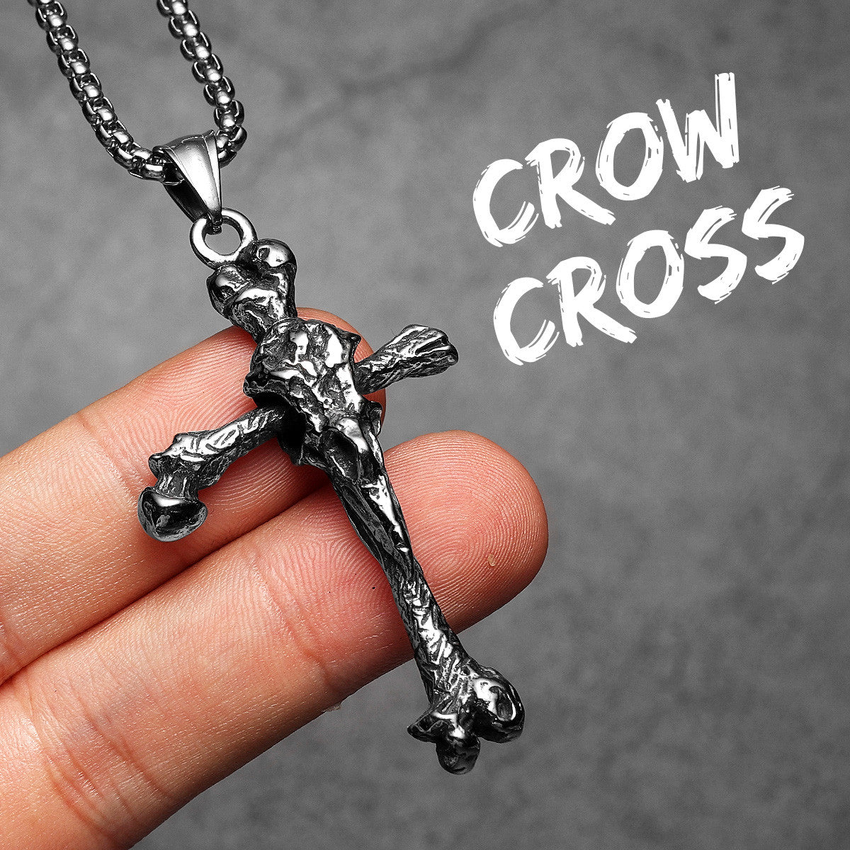 Crow Bone Cross | Solid Stainless Steel Unique Cross Street Wear Pendant