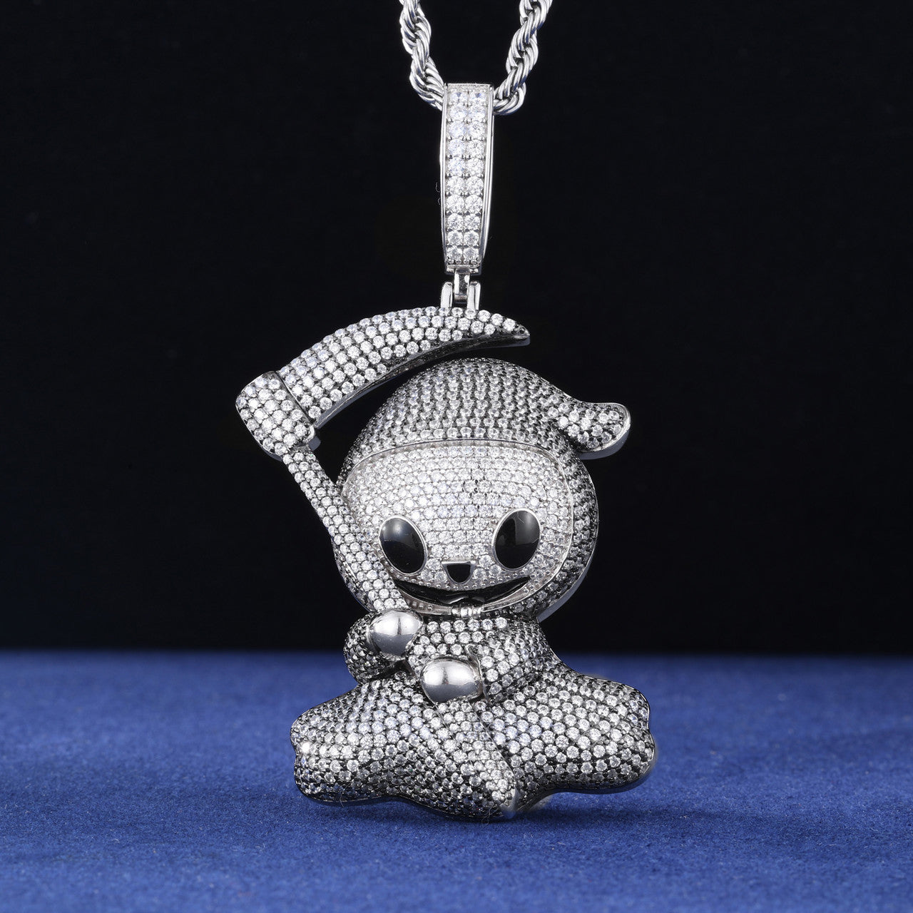 Kill'em Softly | Moissanite Diamond Solid Sterling Silver Baby Grimm Reaper Hip Hop Pendant