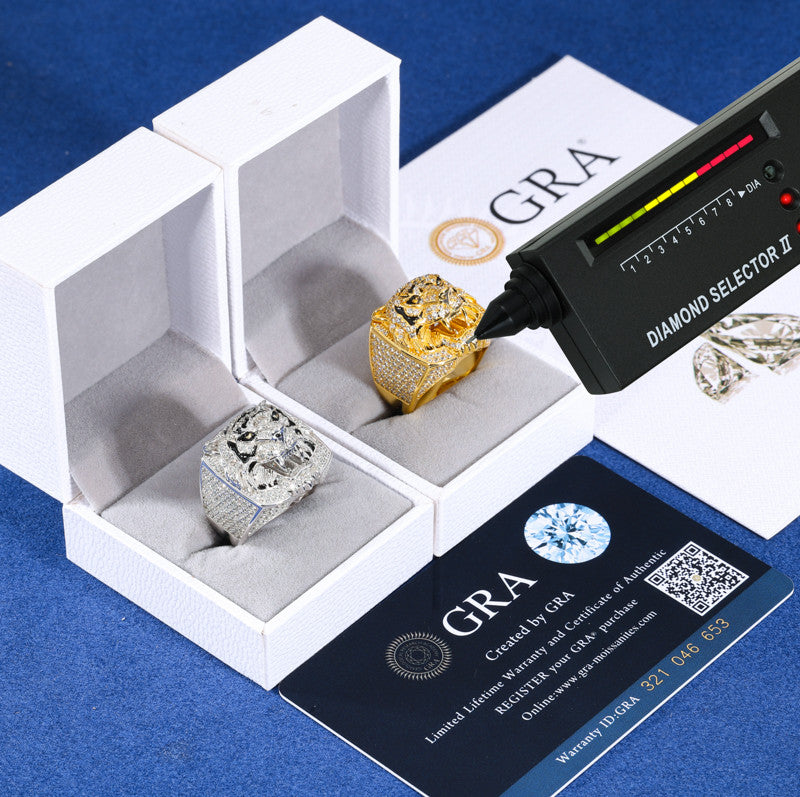 Eye Of The Tiger | Solid Sterling Silver VVS Moissanite Diamond Fierce Tiger Hip Hop Ring