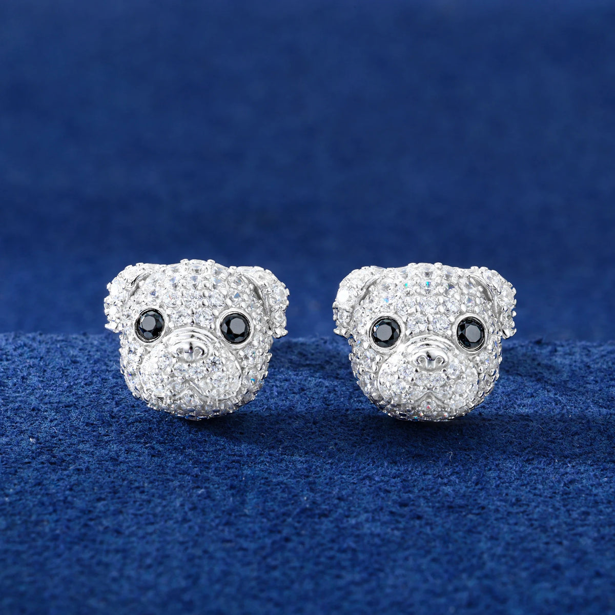 Pockets The Pup | Puppy Dog 925 Sterling Silver Moissanite Diamond Iced Blinged Out Earrings