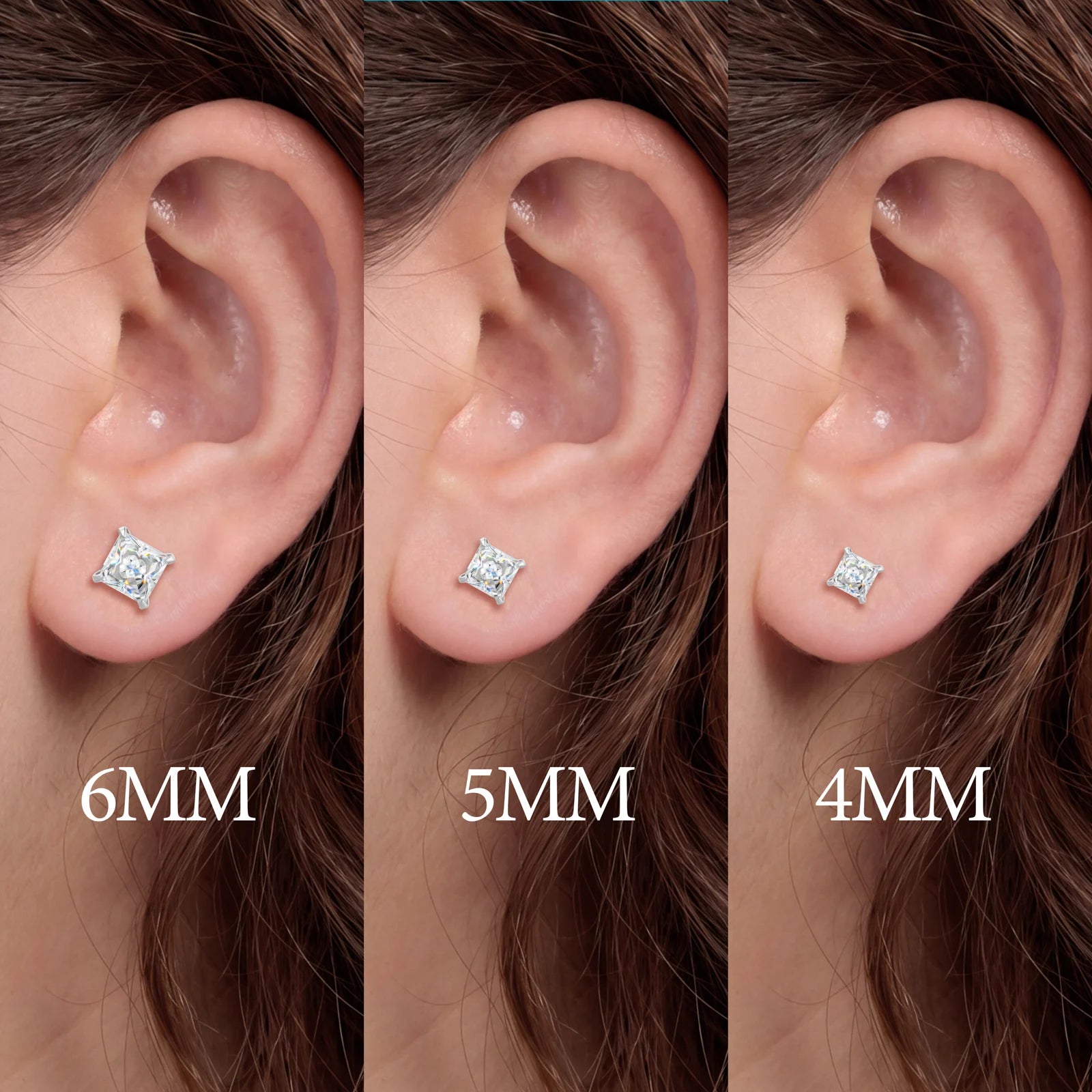 Princess Cut Stud | 0.4-1.2ct Princess Cut D VVS1 Moissanite Solid 925 Stud Earrings