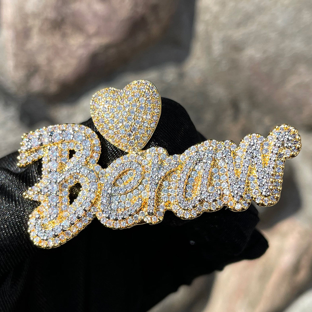 Majestic Heart | Cluster Stone VVS Diamond Ice Custom Made Name Necklace