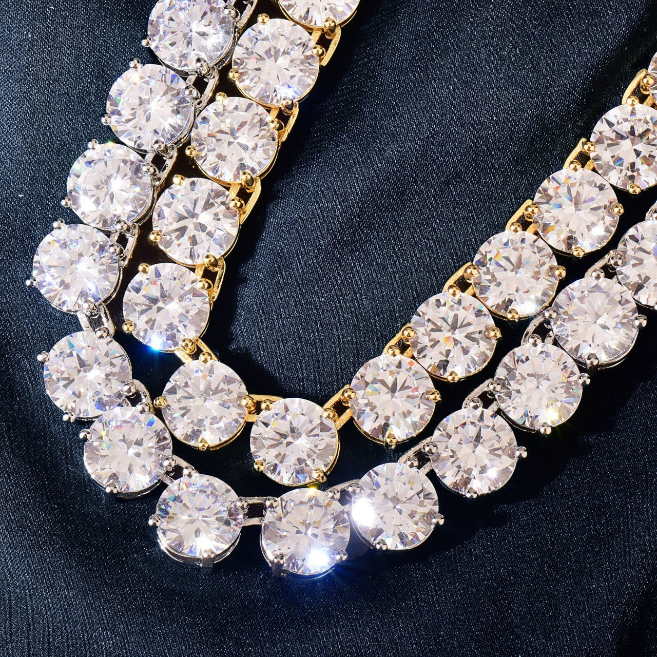 Flooded Ice 3mm - 10mm 4 Prong Set One Row 3A Stone Tennis Chain Necklace