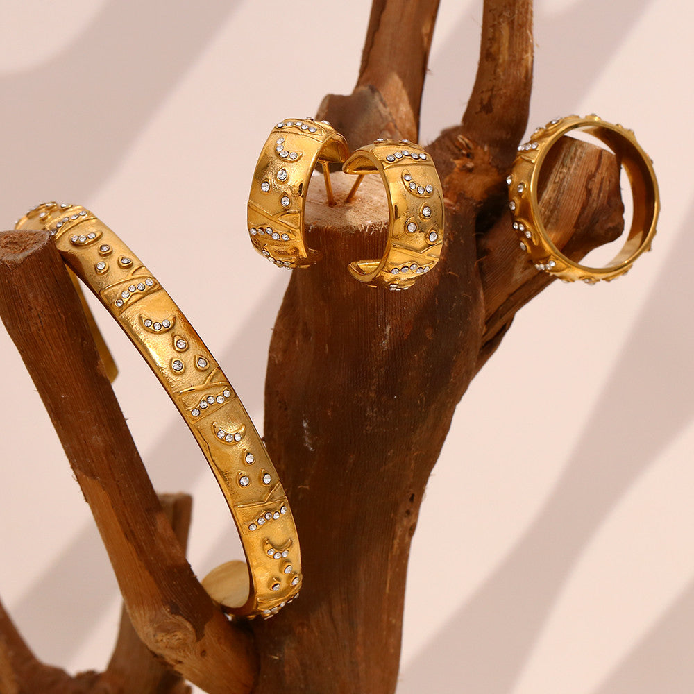 18k Gold Silver Stainless Steel Waterproof Lover World Tarot Cards Series Stud Earrings