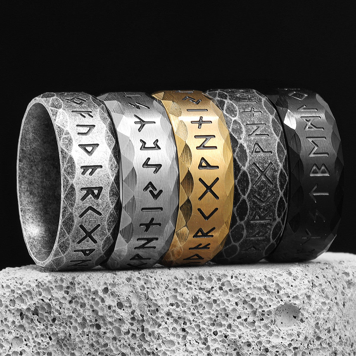 Vintage Nordic Letters | 316L Stainless Steel Vikings Runes Writings Street Style Rings