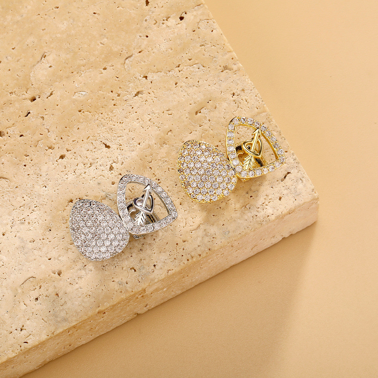 Game Spitta | Love Heart Arrow Double Tooth VVZ Damond CZ Hip Hop Teeth Grillz