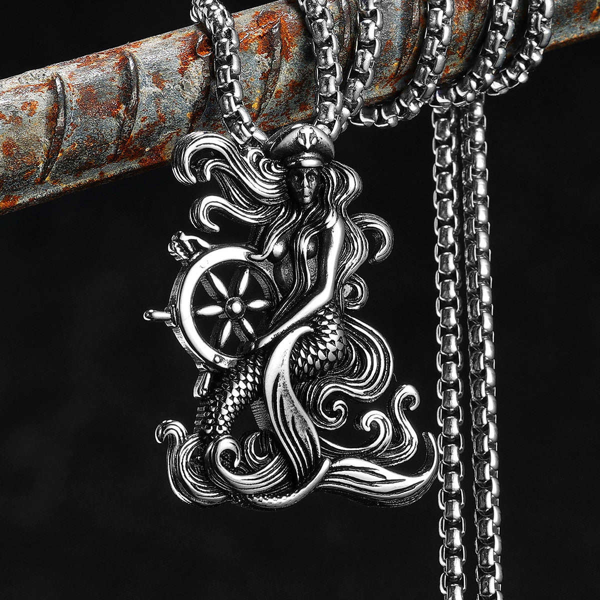Mermaid Of The Sea | 316L No Fade Stainless Steel Captain&#39;s Helm Pendant