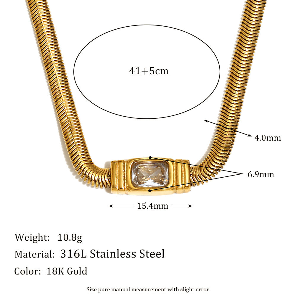 Women's 18k Gold Stainless Steel Waterproof Classic White/Red CZ Necklace Bracelet Set