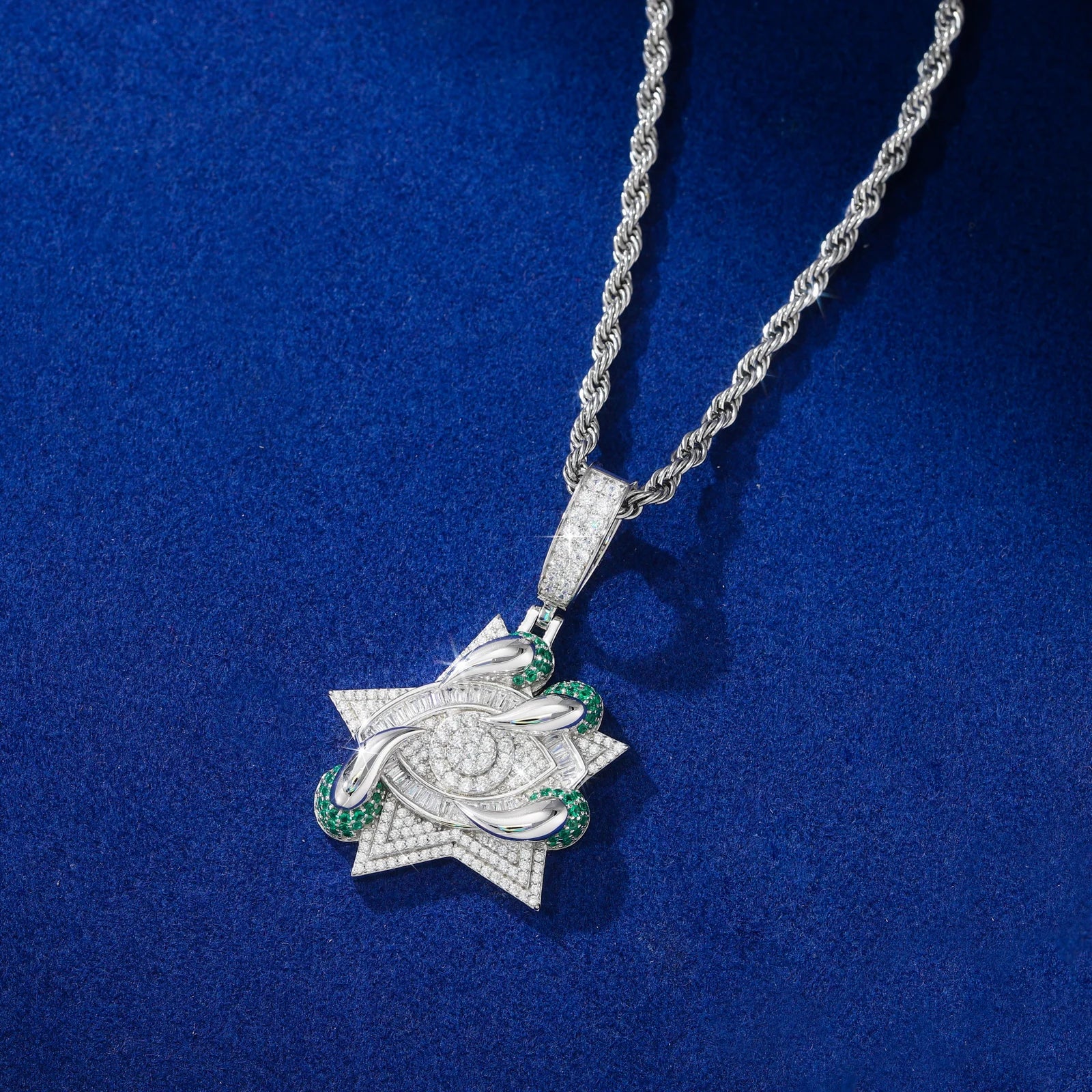 Street Badge | VVS Diamond Moissanite Iced Blinged Out 925 Silver Evil Eye Claw Pendant