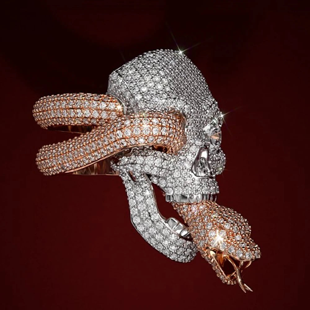 Snake Eye | Moissanite Diamond Customized Skull Snake Luxury 925 Silver Hip Hop Ring