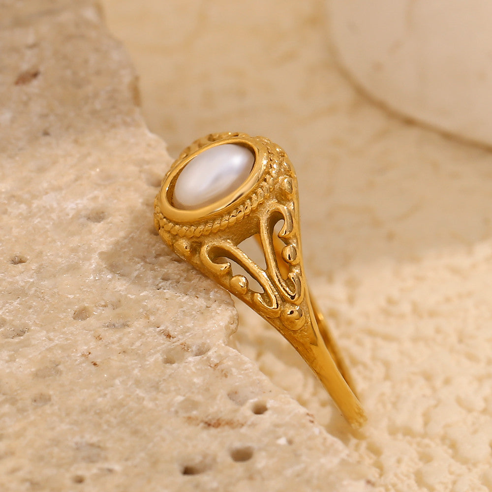 Fresh Water | 18k Gold Over Solid Stainless Steel Natural Freshwater Pearl Rings