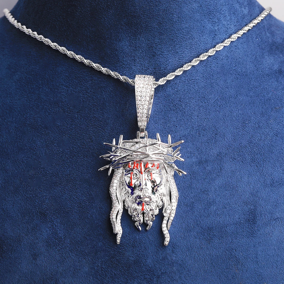 The Blood Of Jesus | VVS Diamond CZ Crown Of Thorns Jesus Piece Hip Hop Pendants