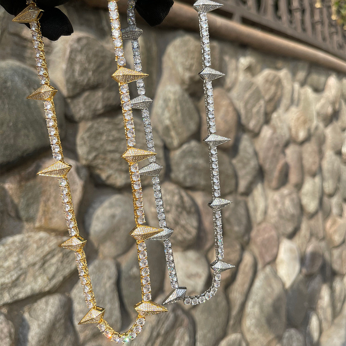 Iced Spike II | Designer Prong Set Cluster Stone Flooded Ice Hip Hop Chain Necklace