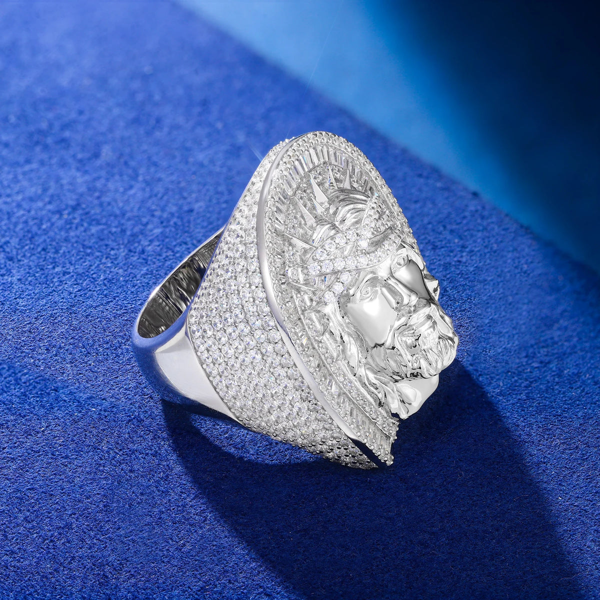Arc Of Faith | Moissanite Diamond Hip Hop Jesus Head 925 Sterling Silver Christ Ring