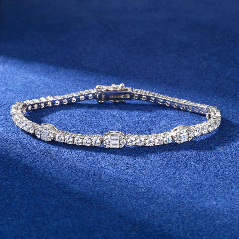 3MM Moissanite Diamond Luxury Iced Blinged Out 925 Sterling Silver Tennis Bracelet