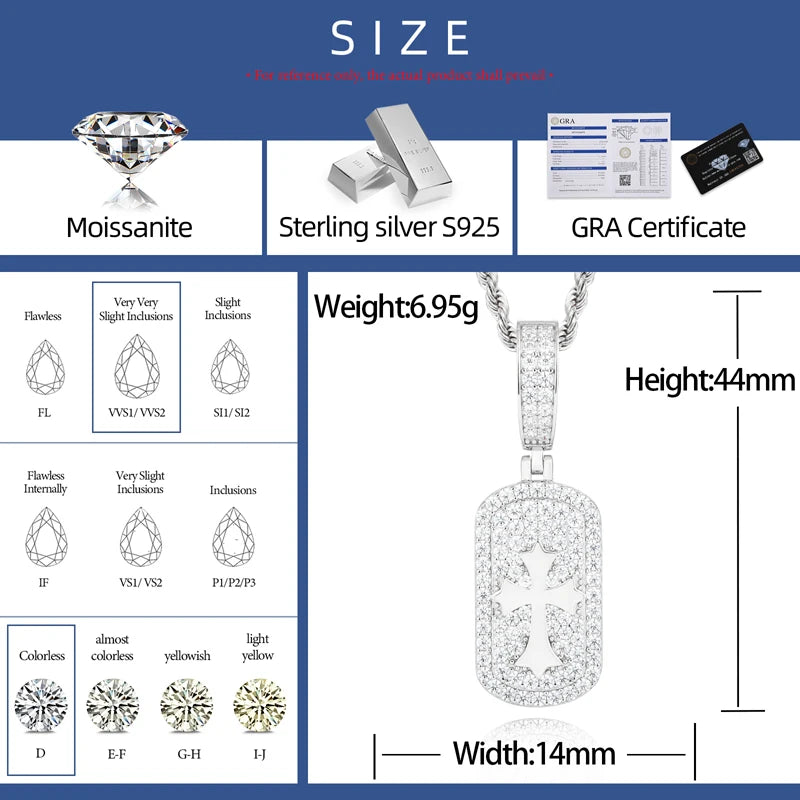 Self Certified | Moissanite Diamond Iced Bling 925 Silver Cross Pendant Necklace