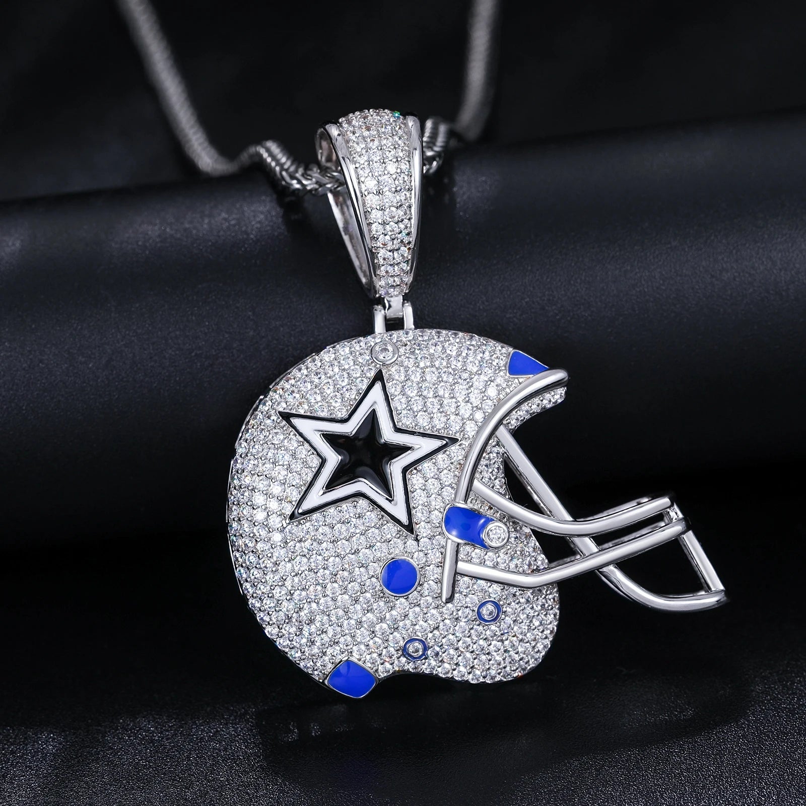 Americas Team II | S925 Moissanite Diamond 925 Solid Silver Hip Hop Helmet Pendant