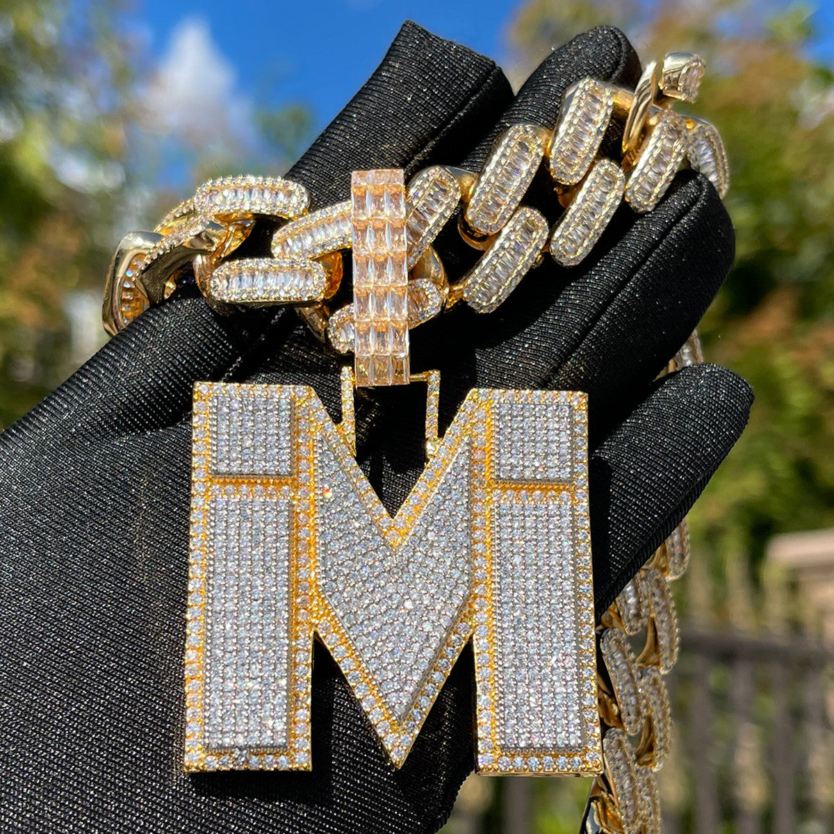 Bailed Ice | VVS Diamond CZ Prong Set Baguette Initial Letter Custom Hip Hop Pendant