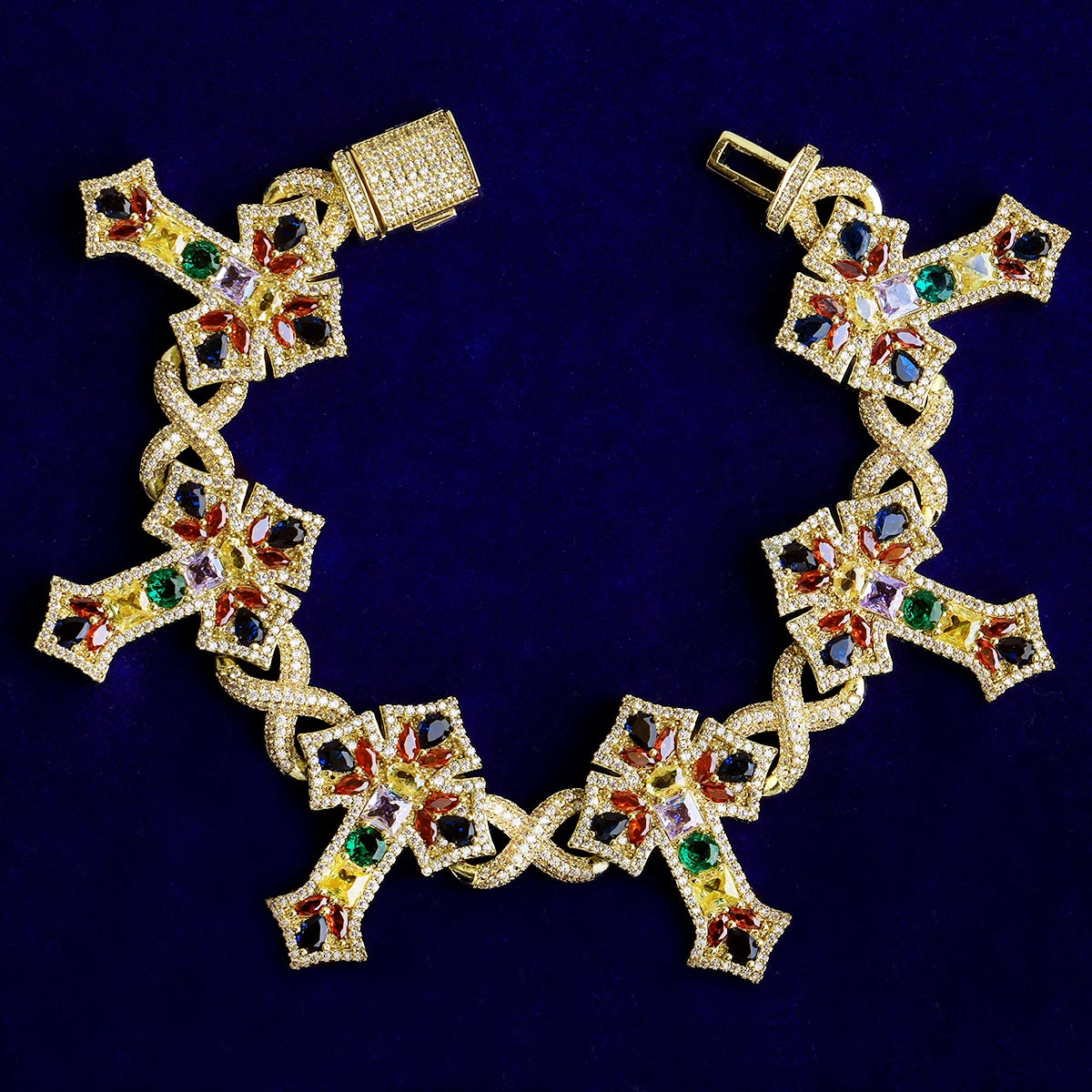 Star Fort Cross | VVS Diamond CZ Gemstone 5A+ Hip Hip Iced Blinged Out Bracelets