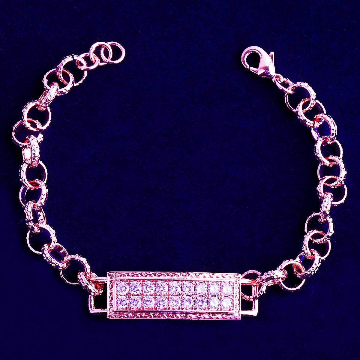 Iced Tag | VVS Diamond CZ Rolo Link Iced Blinged Out Tag Hip Hop Bracelet