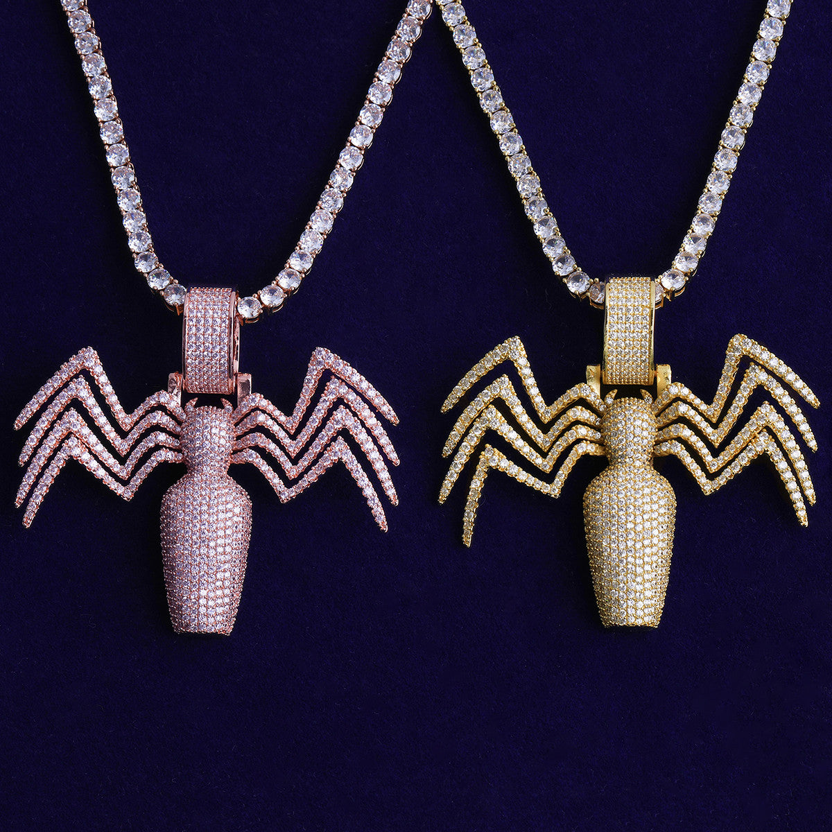 Once Bitten | VVS Diamond CZ Daddy Long Legs Spider Bottle Hip Hop Pendant Chain