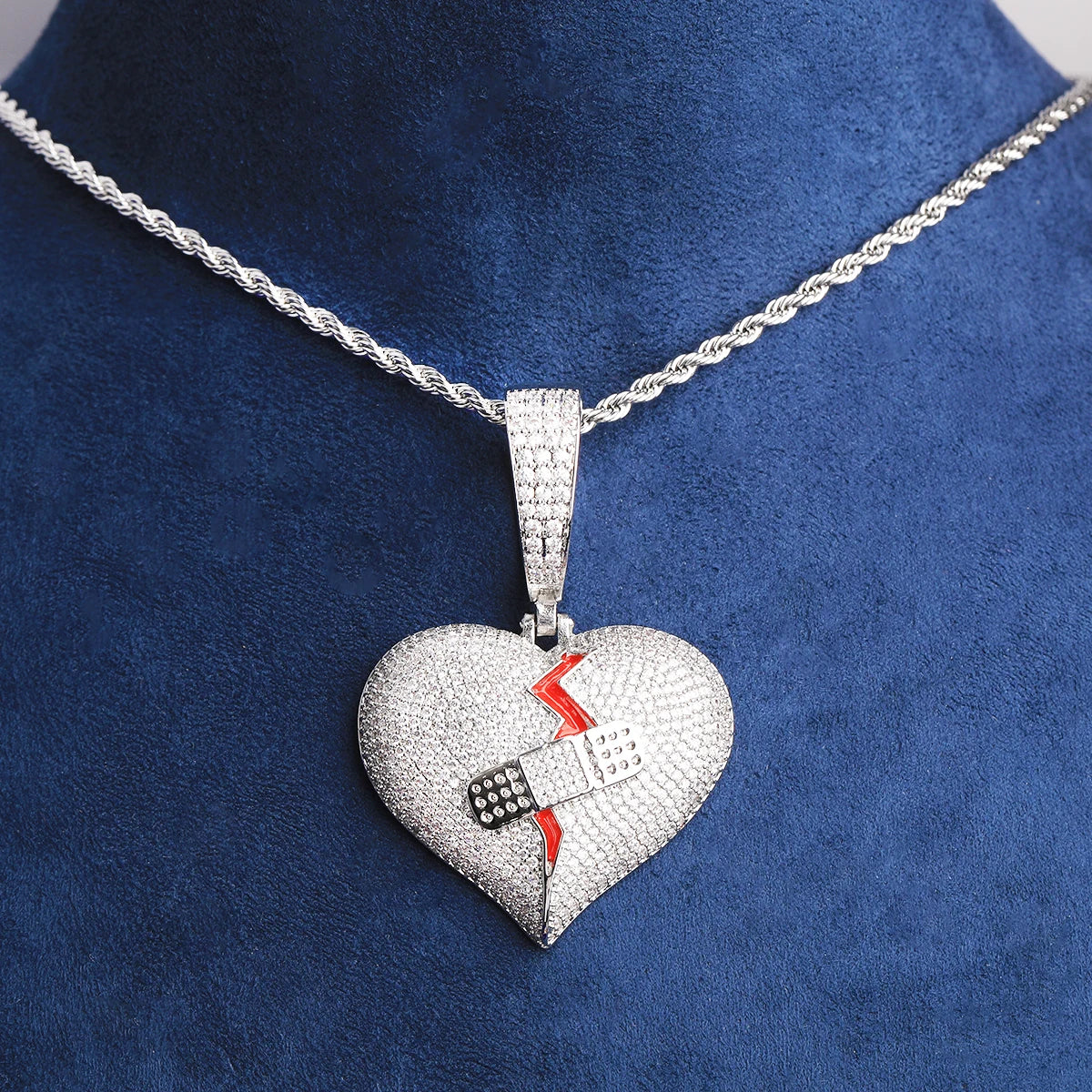 Bandage Broken Heart | VVS Diamond 5AA+ CZ Hip Hop Pendant Chain
