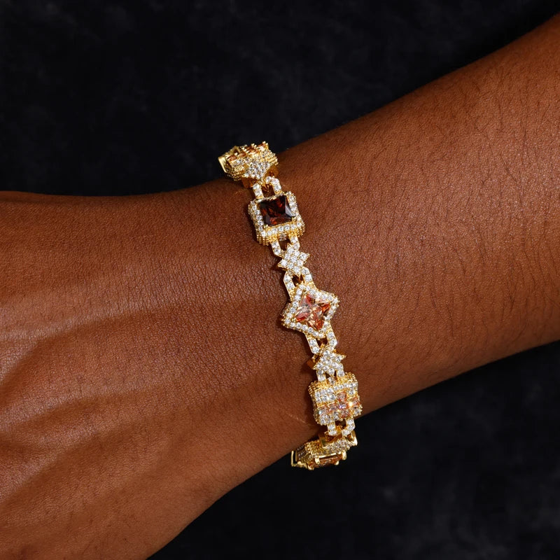 Lucky Charms | VVS Moissanite Diamond 925 Sterling Silver Hip Hop Cross Link Bracelet
