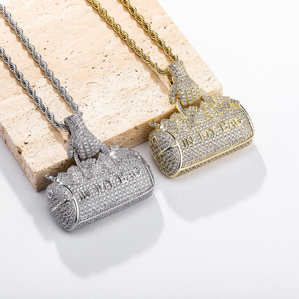 In My Bag | VVS Diamond CZ Money Bag 14k Gold 925 Silver Hip Hop Pendant Chain