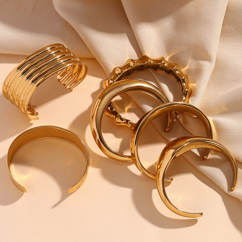 Bangle Exaggerated | Multi Layered 18k Gold over Stainless Steel Bangle Bracelets