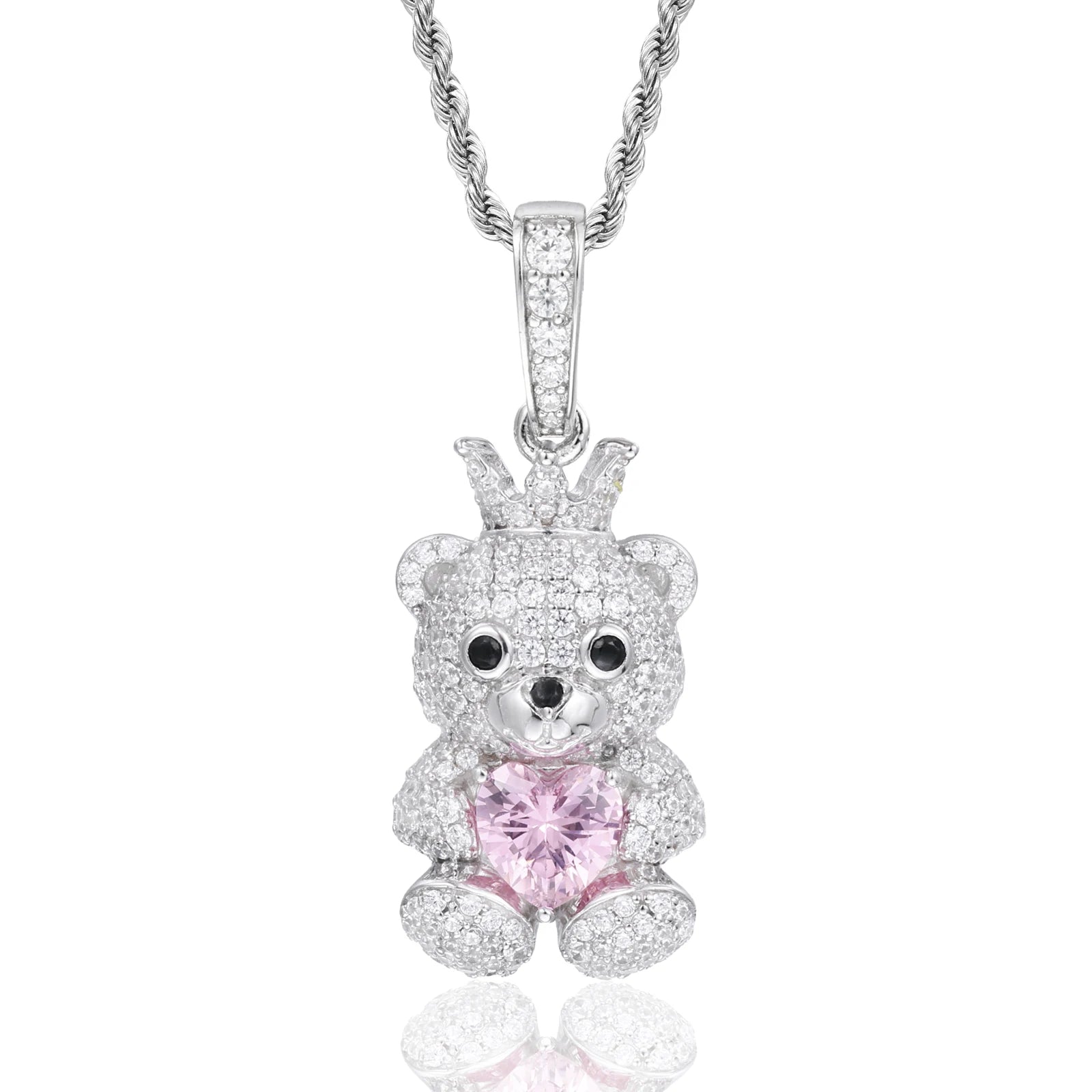 Gentleman Bear Family | 925 Sterling Silver Moissanite Diamond Iced Blinged Out Pendant