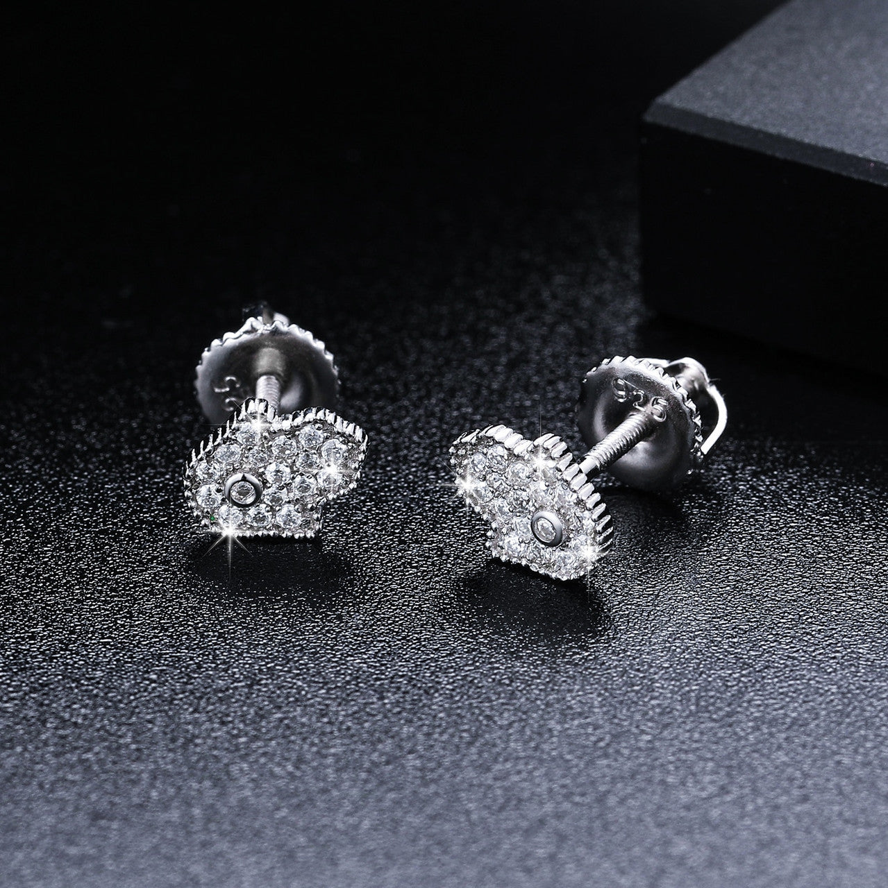 Hamsa Hand VVS Diamond Stone Solid 925 Silver Iced Blinged Out Stud Earrings