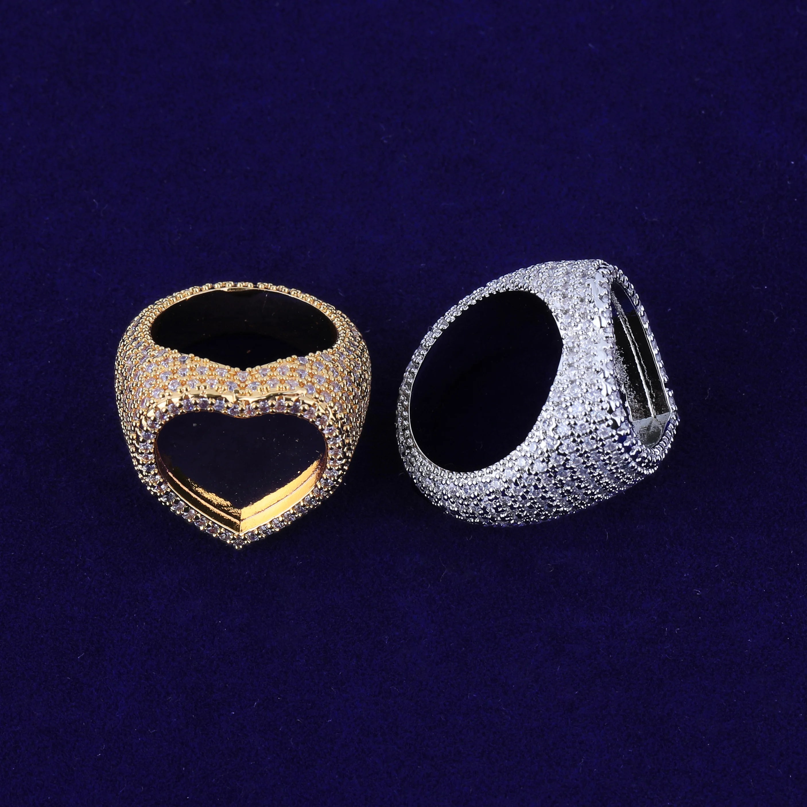 Heart Beat | 925 Silver 24k Rose Gold Heart Shaped Photo Picture Custom Rings