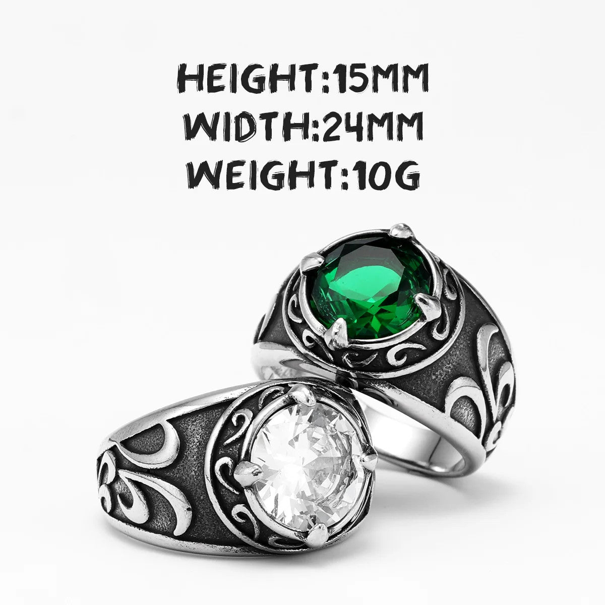 Designer Gems | Solid Stainless Steel Stone Carving Gemstone Men Rings