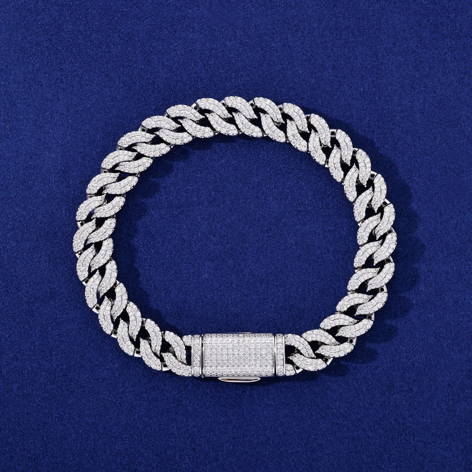 Pattern Of Fire | 10mm 925 Silver Moissanite Diamond Miami Cuban Link Hip Hop Bracelet