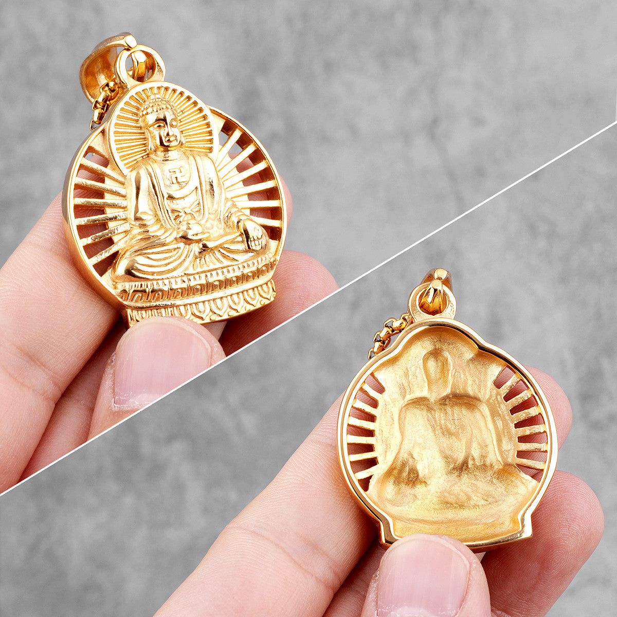 The Buddha | 14k Gold Over Solid Stainless Steel Buddhism Spiritual Pendant