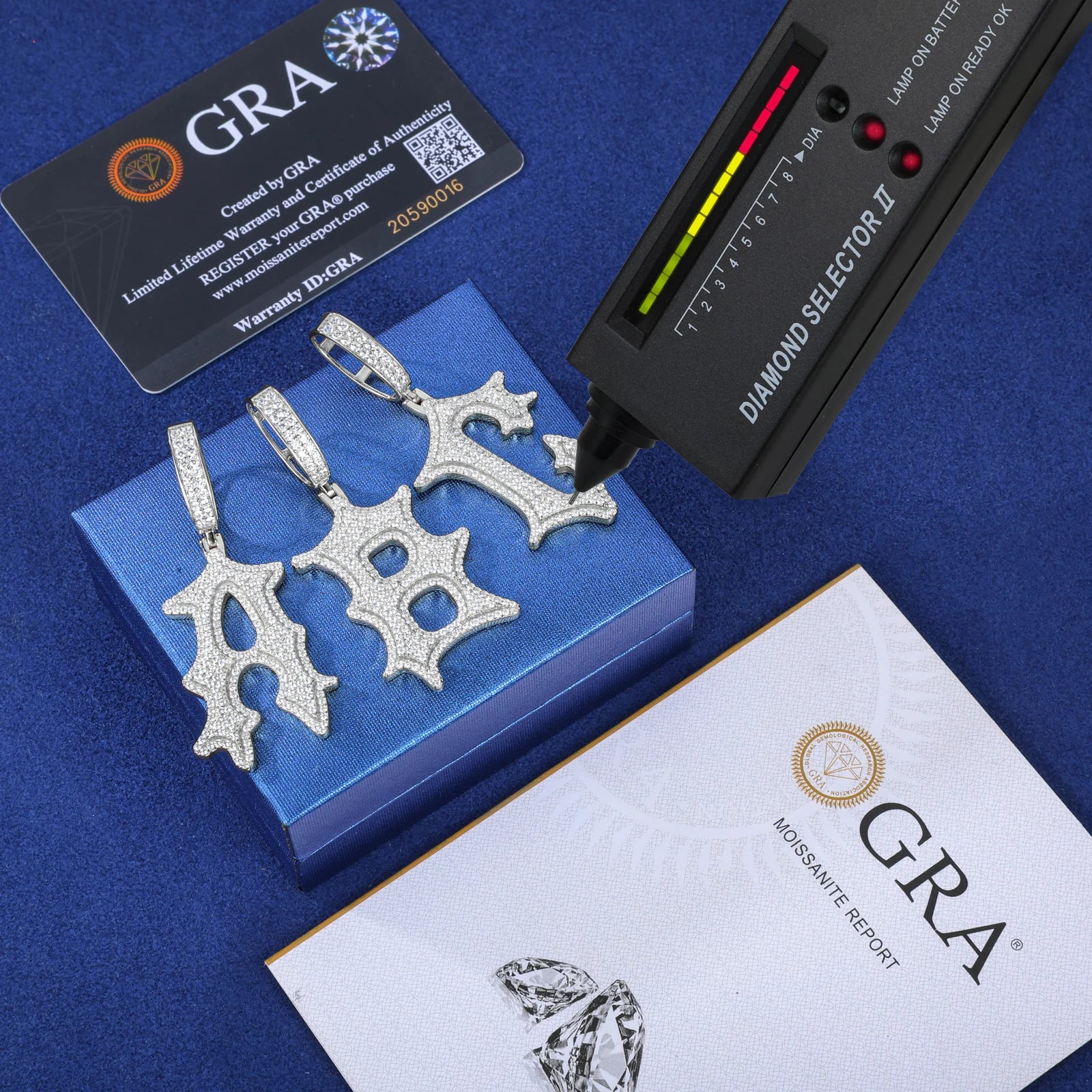 Ancient Text | Solid 925 Sterling Silver Moissanite Diamond Initial Letter Hip Hop Pendants