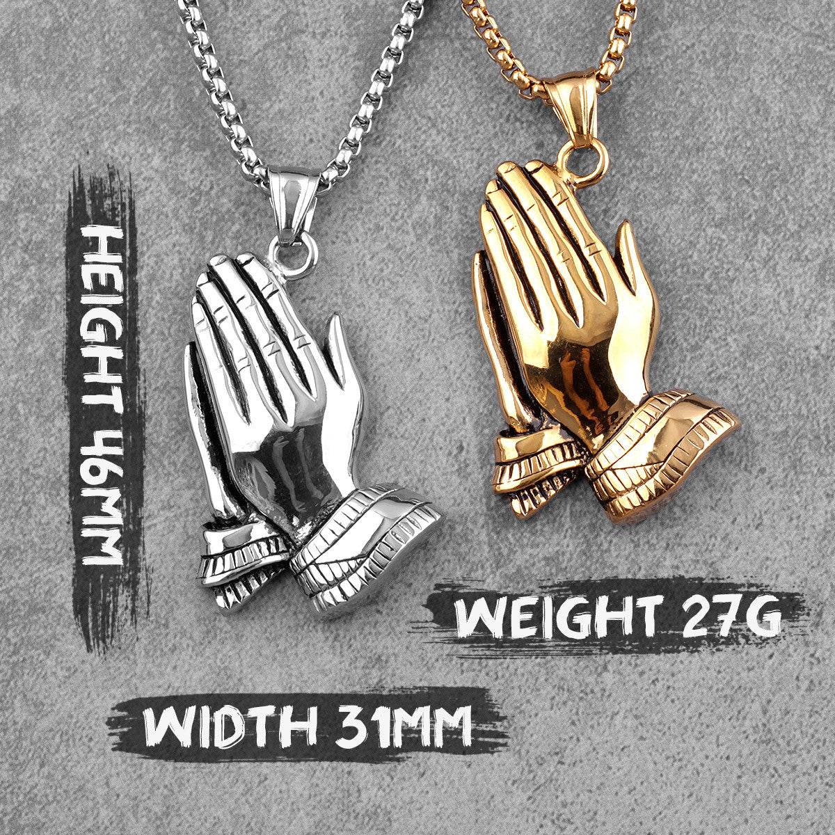 The Power Of Prayer | 14k Gold Over No Fade Stainless Steel Prayer Hands Hip Hop Pendant