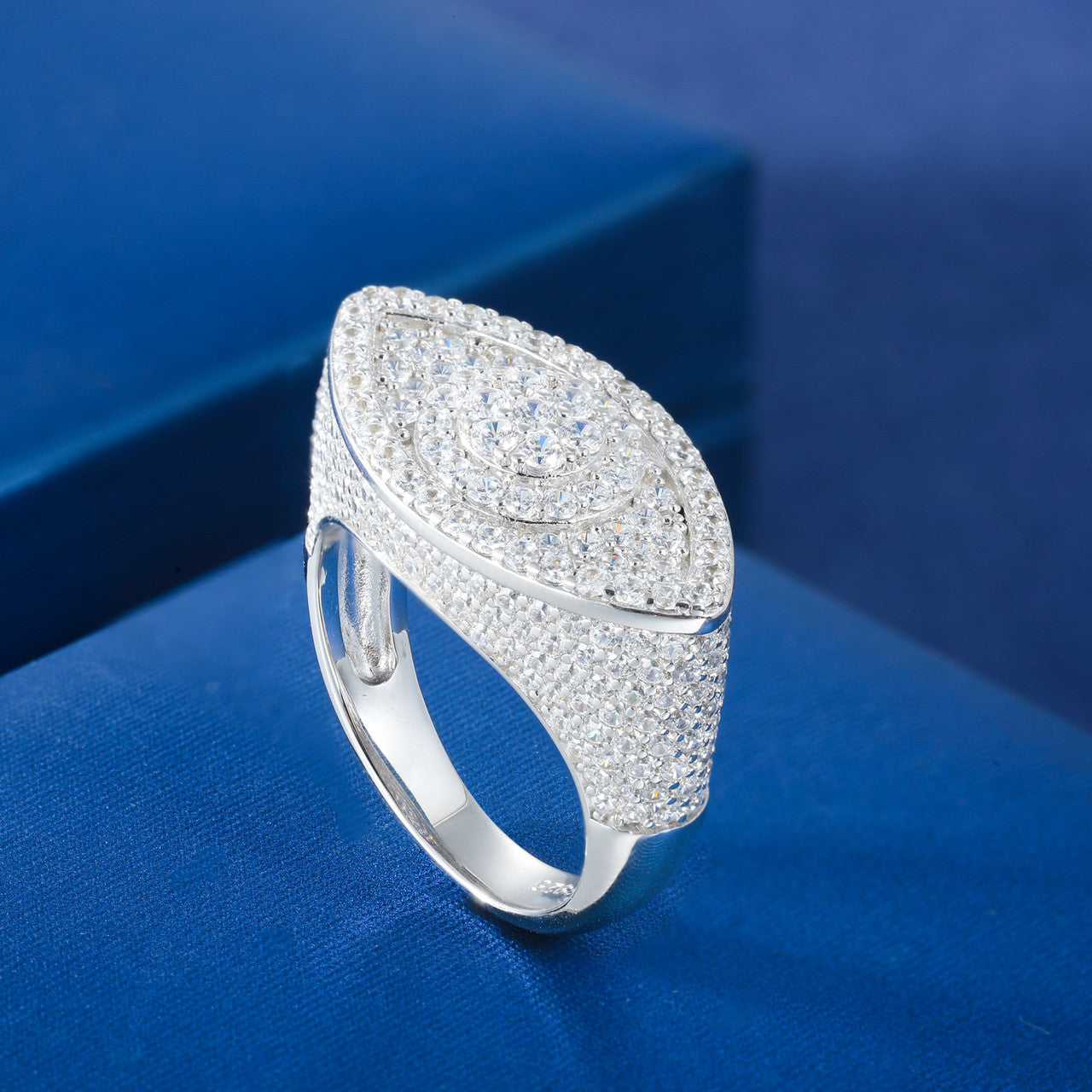 Turkish Evil Eye | Solid 925 Sterling Silver Moissanite Diamond All Seeing Eye Rings