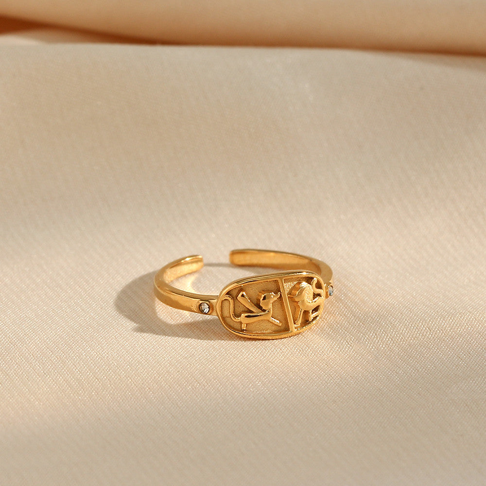 Women's Solid Stainless Steel Waterproof 18k Gold Fashion Rings