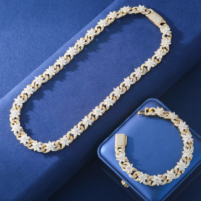 Cuban Flower | Solid Sterling Silver Infinity Cuban Link Moissanite Diamond Bracelet