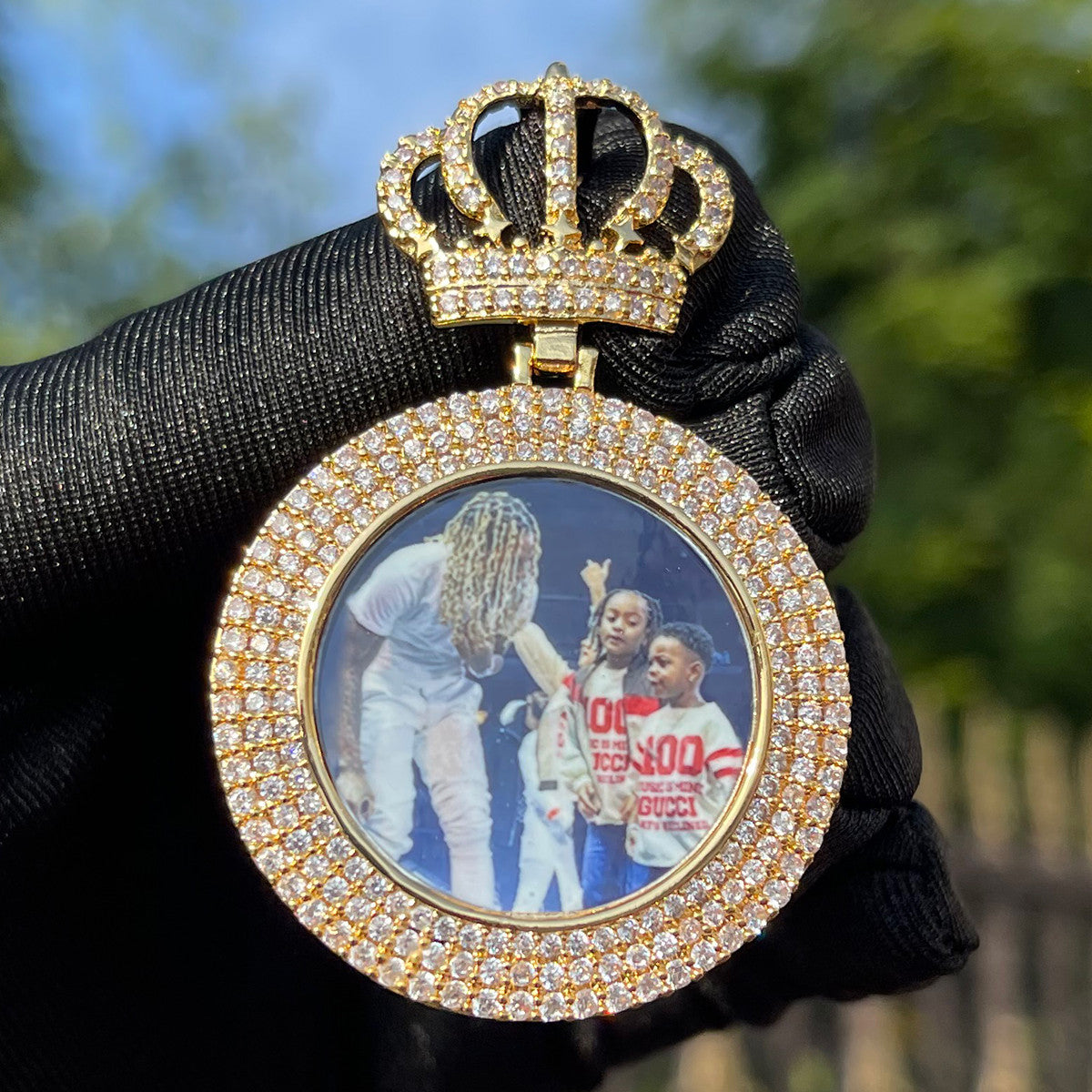 Queen's Legacy | Crown Custom Photo Iced Blinged Out Picture Necklace